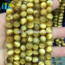 Venta al por mayor 6/8/10/12 mm bulk natural Gold Tiger Eyes cuentas de piedra semipreciosa de piedras preciosas para la joyería